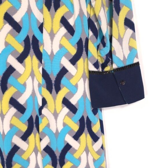 Etcetera Women's Shift Dress Size 8 Geometric Multicolor VNeck Combo 100% SILK - Picture 8 of 12